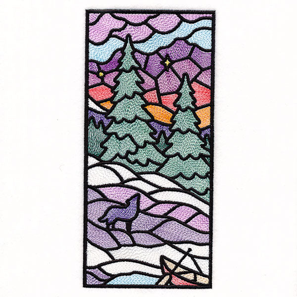 Stained Glass Winter Landscape Panel 1