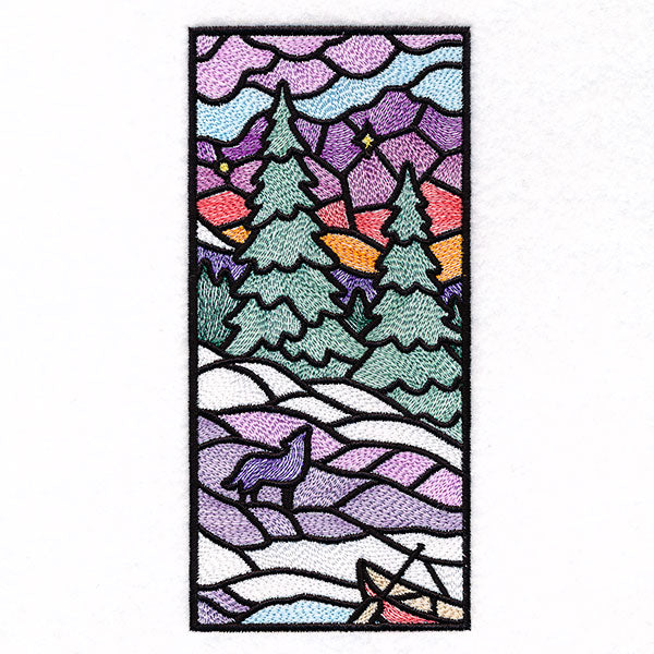 Stained Glass Winter Landscape Panel 1