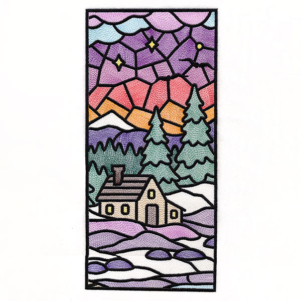 Stained Glass Winter Landscape Panel 2