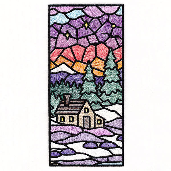 Stained Glass Winter Landscape Panel 2