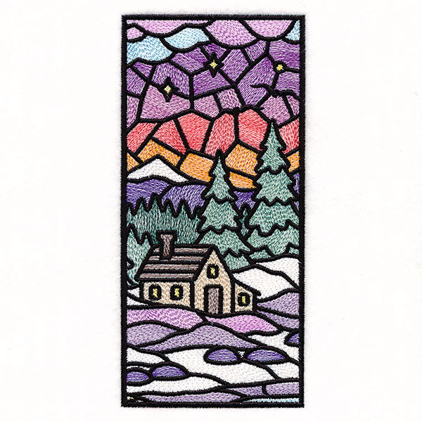Stained Glass Winter Landscape Panel 2