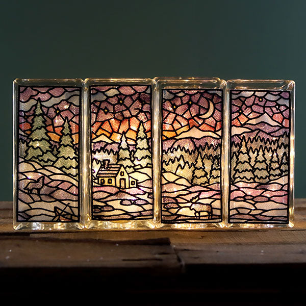 Stained Glass Winter Landscape Panel 2