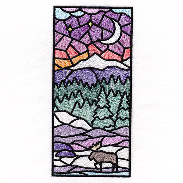 Stained Glass Winter Landscape Panel 3
