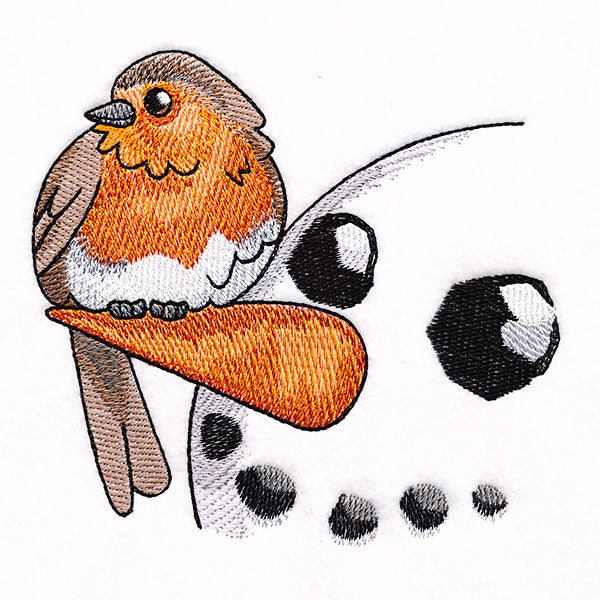 Sweet Peeking Snowman with European Robin