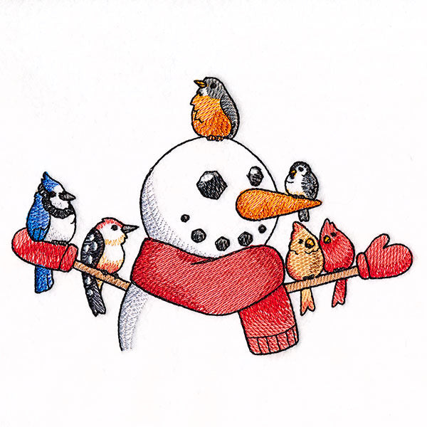 Sweet Snowman with Bird Friends