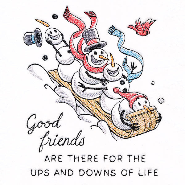 Snowmen Sledding Friends