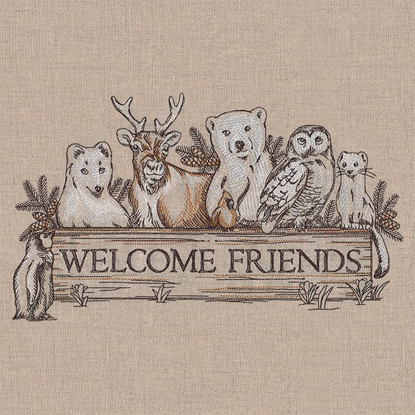 Welcome Friends Winter Animals Sign