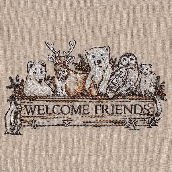 Welcome Friends Winter Animals Sign