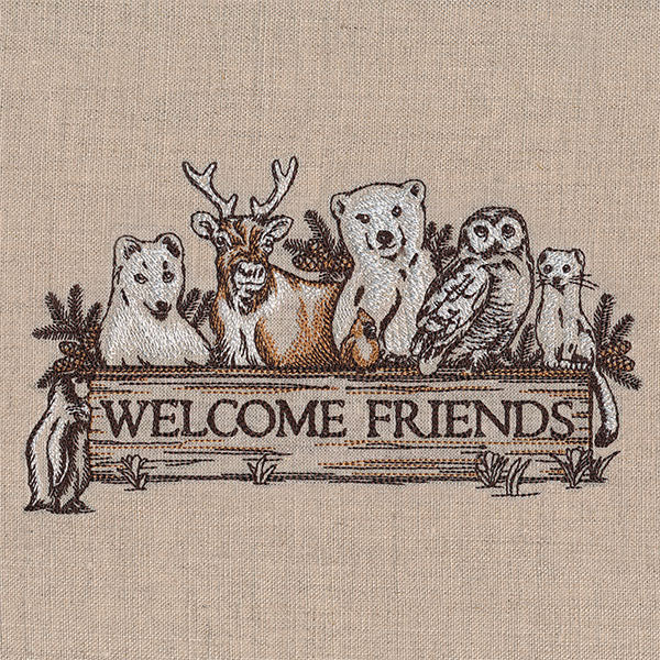 Welcome Friends Winter Animals Sign