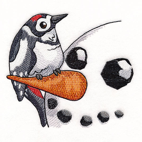 Sweet Peeking Snowman with Woodpecker