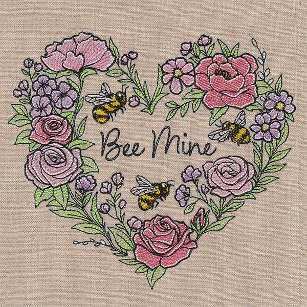 Bee Mine Buzzing Blossoms Heart