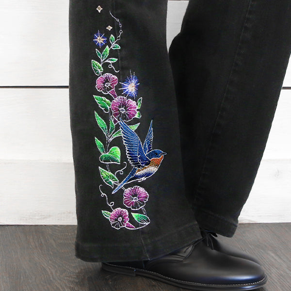 Midnight Garden Bluebird & Morning Glories Border