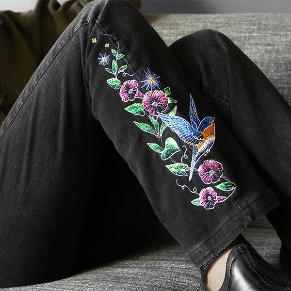 Midnight Garden Bluebird & Morning Glories Border