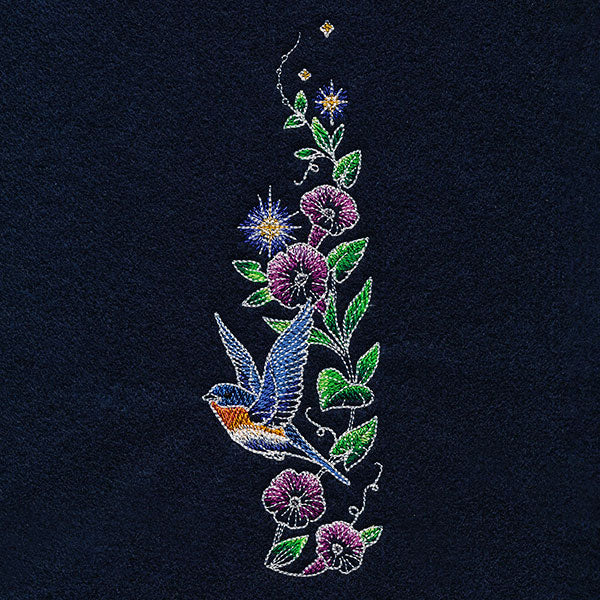 Midnight Garden Bluebird & Morning Glories Border