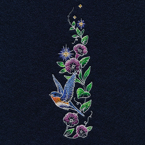 Midnight Garden Bluebird & Morning Glories Border