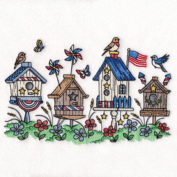 Americana Birdhouse Block Party Border