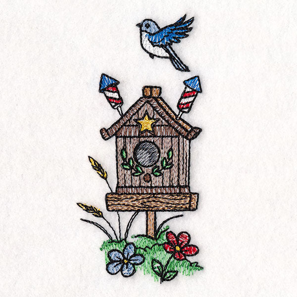 Americana Birdhouse Block Party Border 4