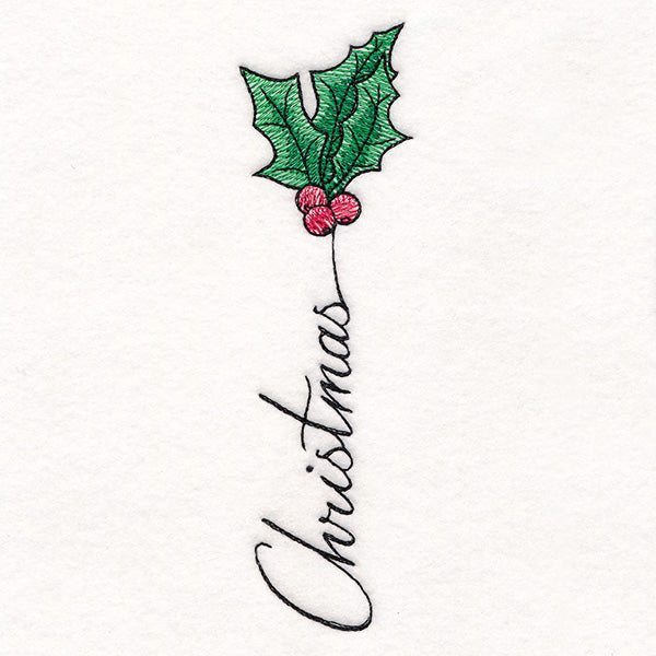 Scripted Christmas Holly & Berries