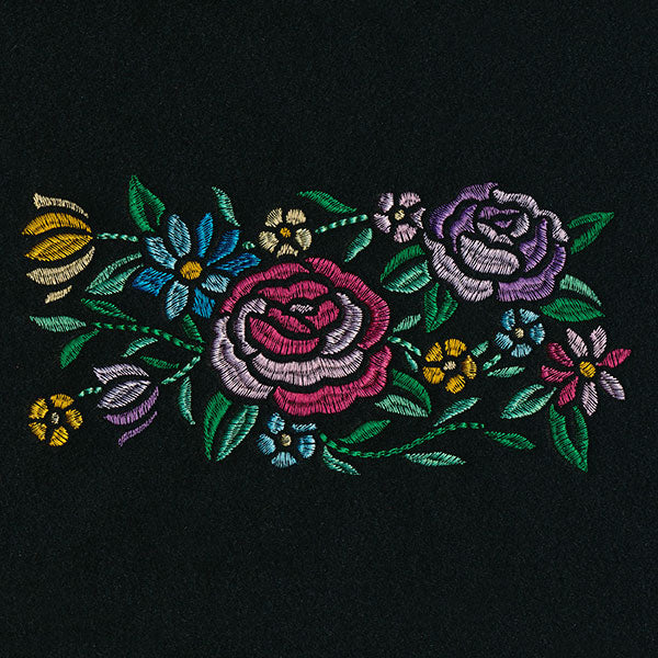 Romantic Blooms Border - Satin Stitch