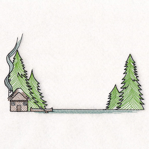 Forest Cabin Quilt Label