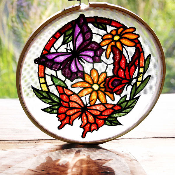 Stained Glass Butterfly Circle