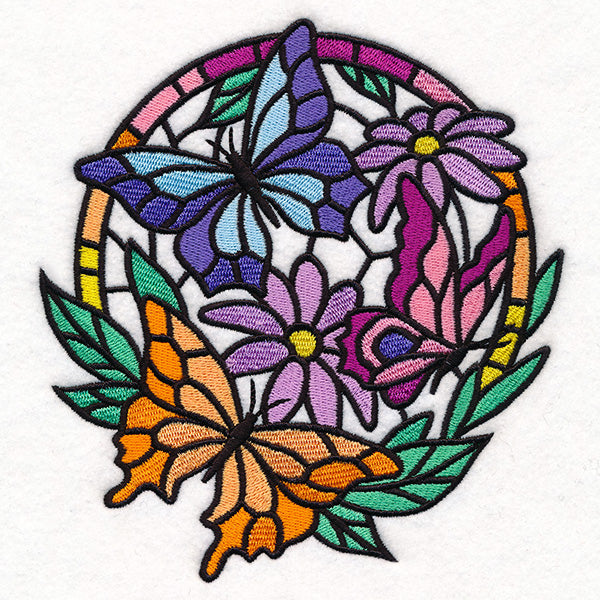 Stained Glass Butterfly Circle