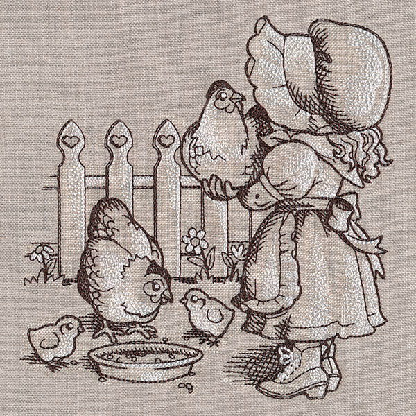 Sunbonnet Sue Farming Chickens