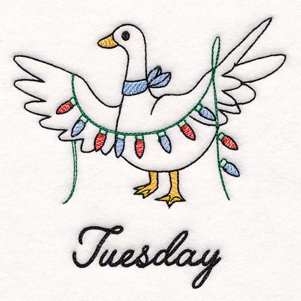 Goose Hanging Christmas Lights on Tuesday