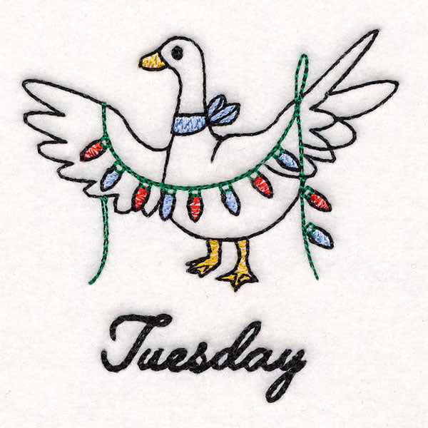 Goose Hanging Christmas Lights on Tuesday