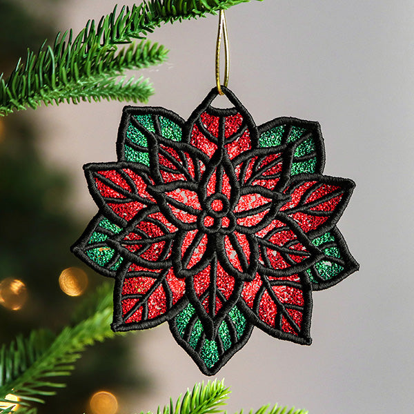 Christmas Charms Ornament - Poinsettia (Lace)