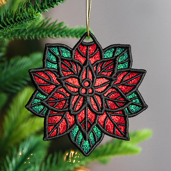 Christmas Charms Ornament - Poinsettia (Lace)