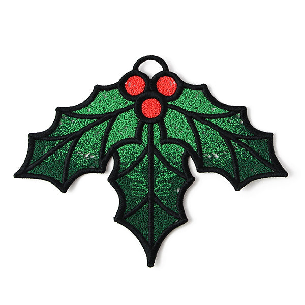 Christmas Charms Ornament - Holly & Berries (Lace)