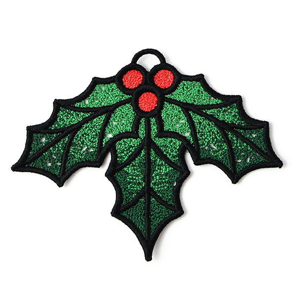 Christmas Charms Ornament - Holly & Berries (Lace)