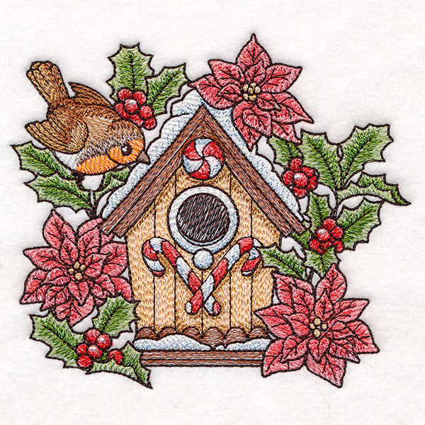 Christmas Gingerbread Birdhouse & Robin