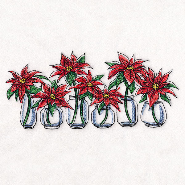 Christmas Poinsettia Jar Bouquets Border