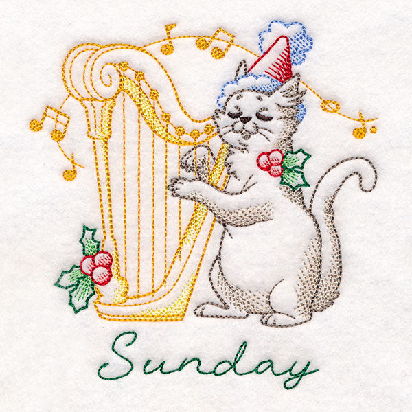 Kitten Playing a Harp on Sunday