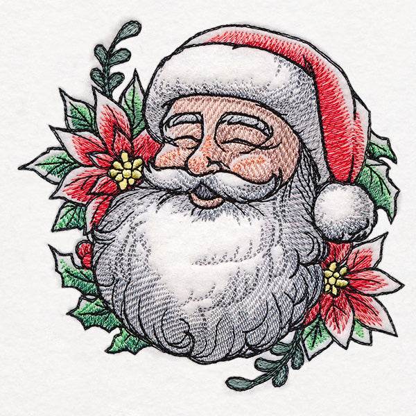 Merry Christmas Santa with Poinsettias