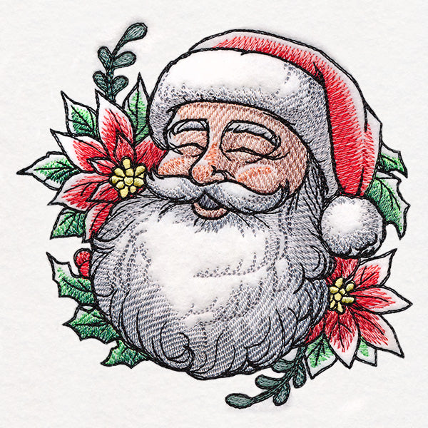 Merry Christmas Santa with Poinsettias