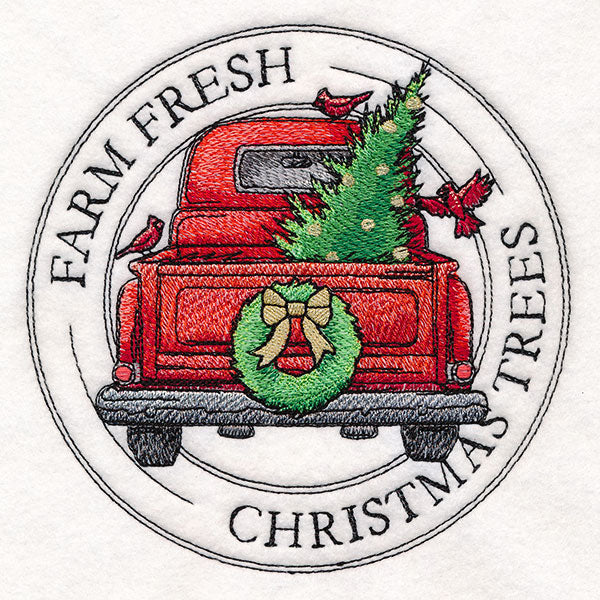 Christmas Trees Retro Truck Stamp