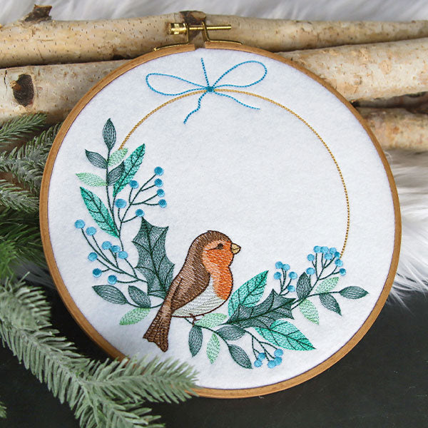 Delicate Winter Robin Wreath