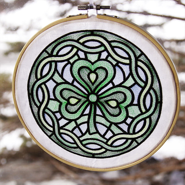 Celtic Shamrock Stained Glass Circle