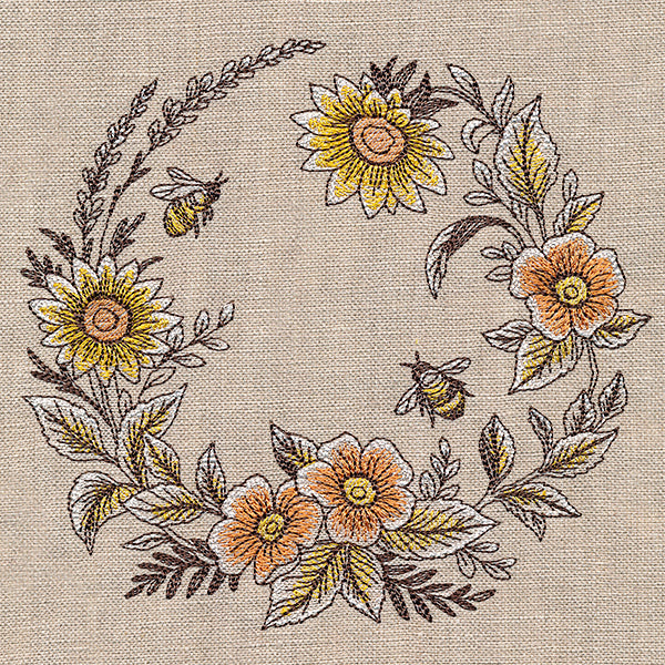 Rustic Elegance Bees & Blooms Wreath