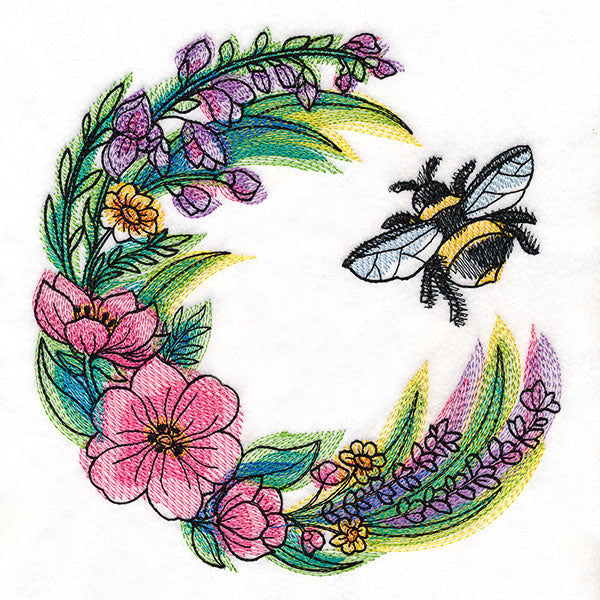 Buzzing Through Blooms Wreath