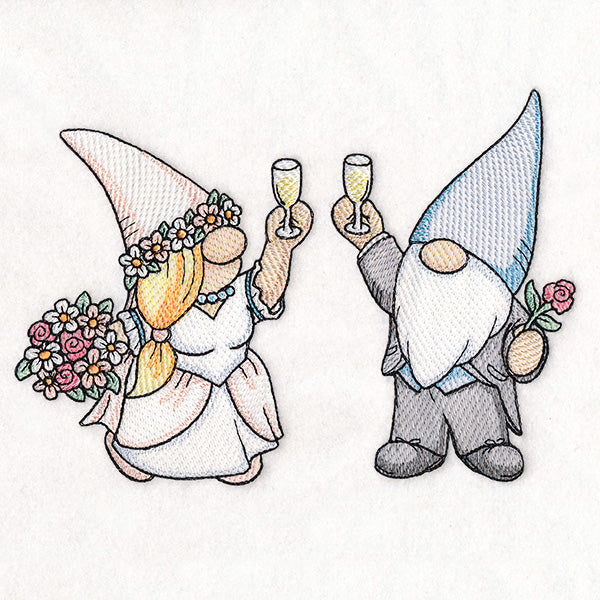 Toasting Bride and Groom Gnomes