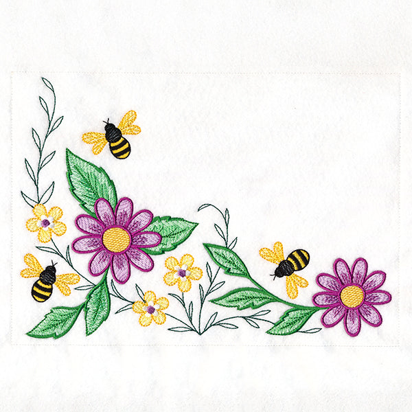 Garden Bees Placemat Corner - Bottom Left