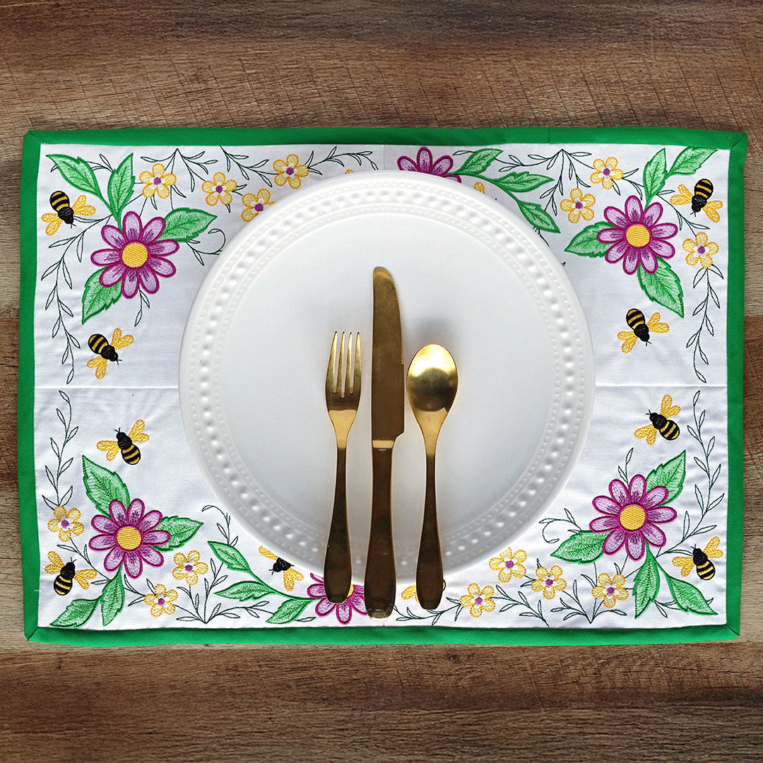 Garden Bees Placemat Corner - Bottom Left