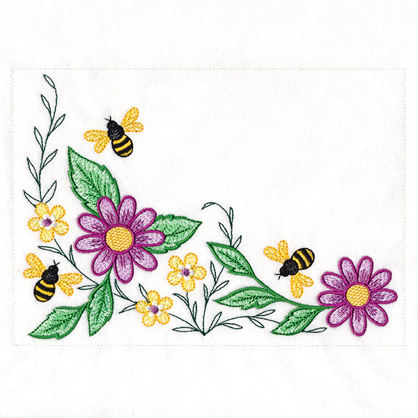 Garden Bees Placemat Corner - Bottom Left