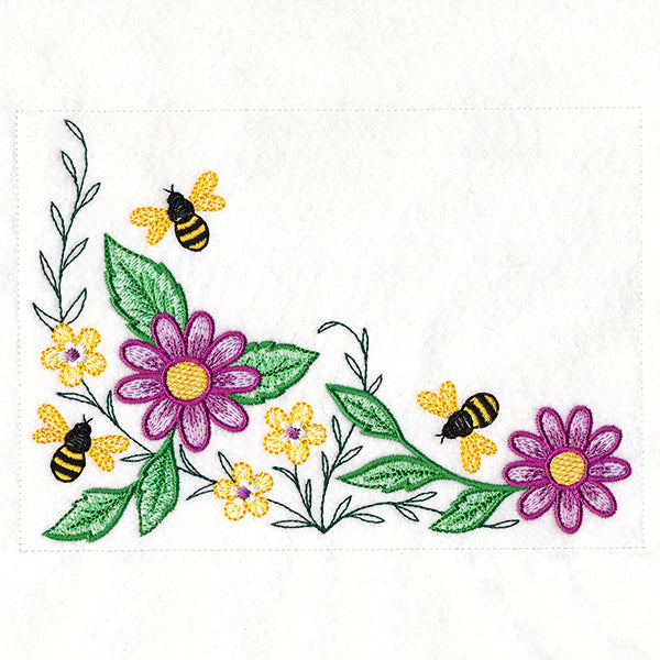 Garden Bees Placemat Corner - Bottom Left