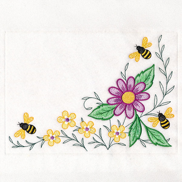 Garden Bees Placemat Corner - Bottom Right