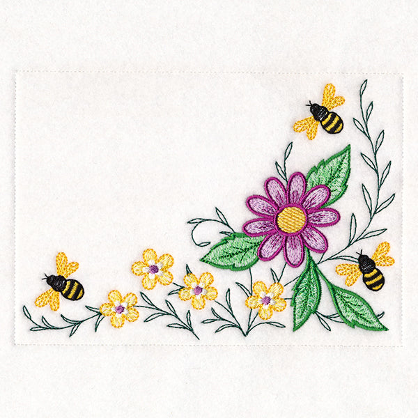 Garden Bees Placemat Corner - Bottom Right